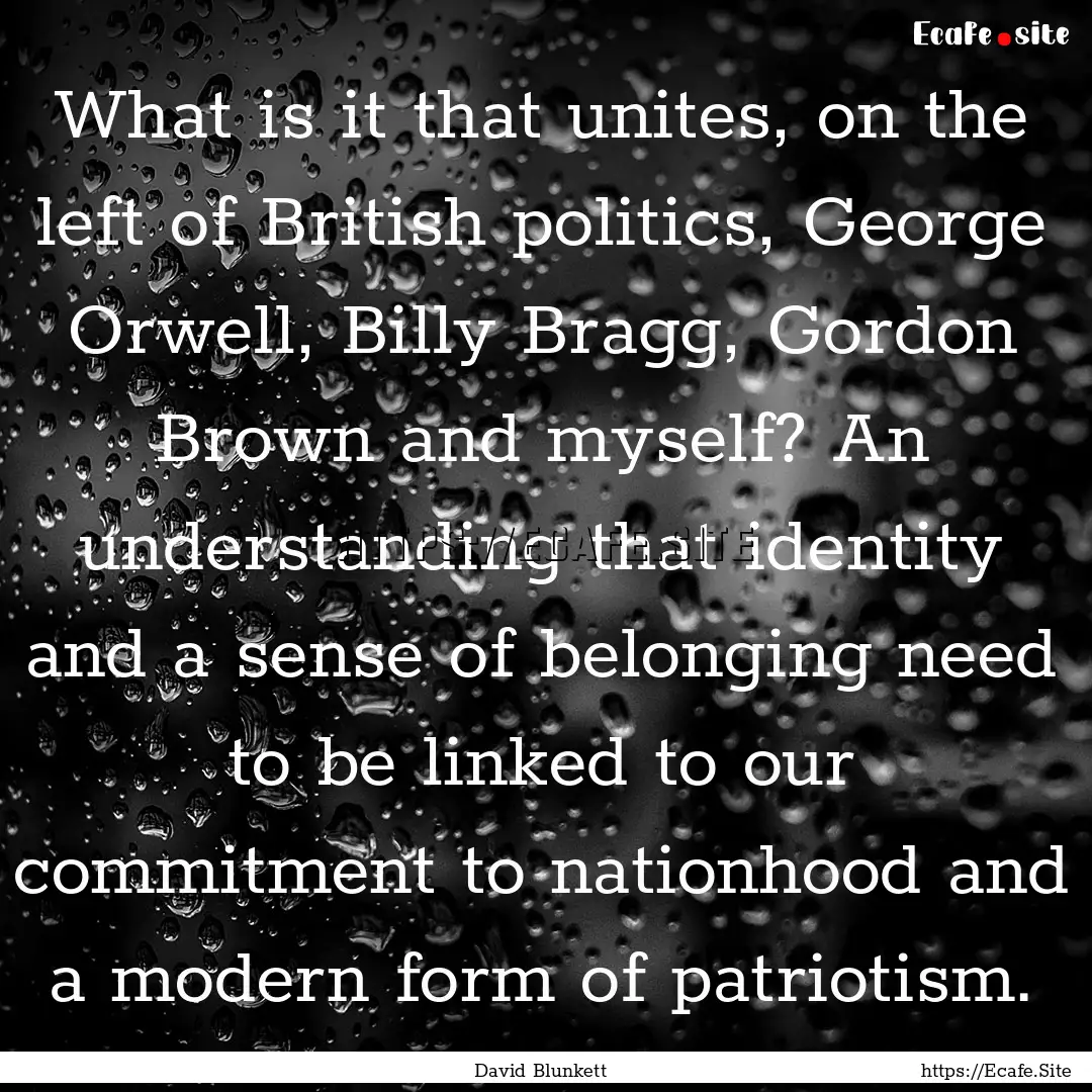 What is it that unites, on the left of British.... : Quote by David Blunkett