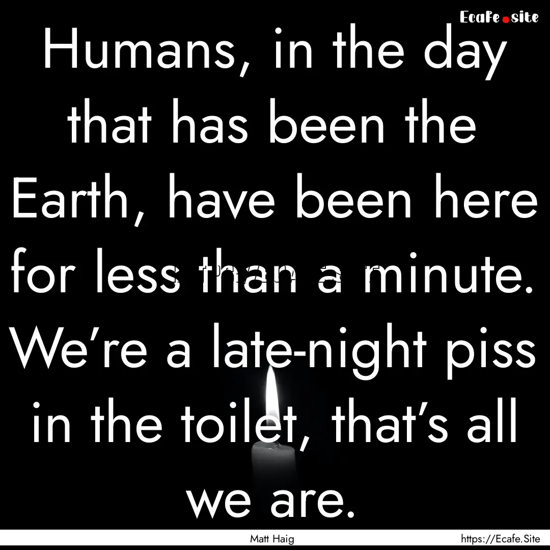 Humans, in the day that has been the Earth,.... : Quote by Matt Haig