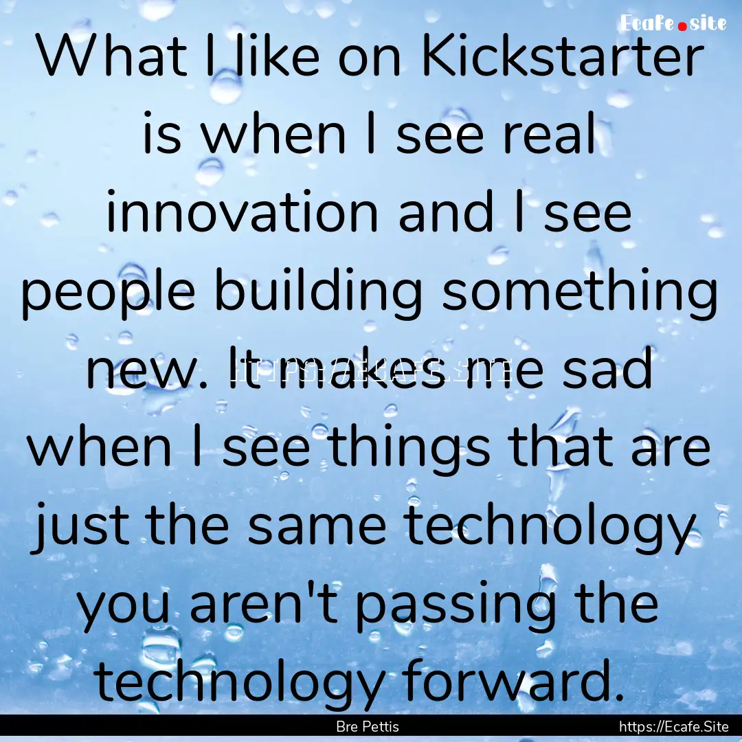 What I like on Kickstarter is when I see.... : Quote by Bre Pettis