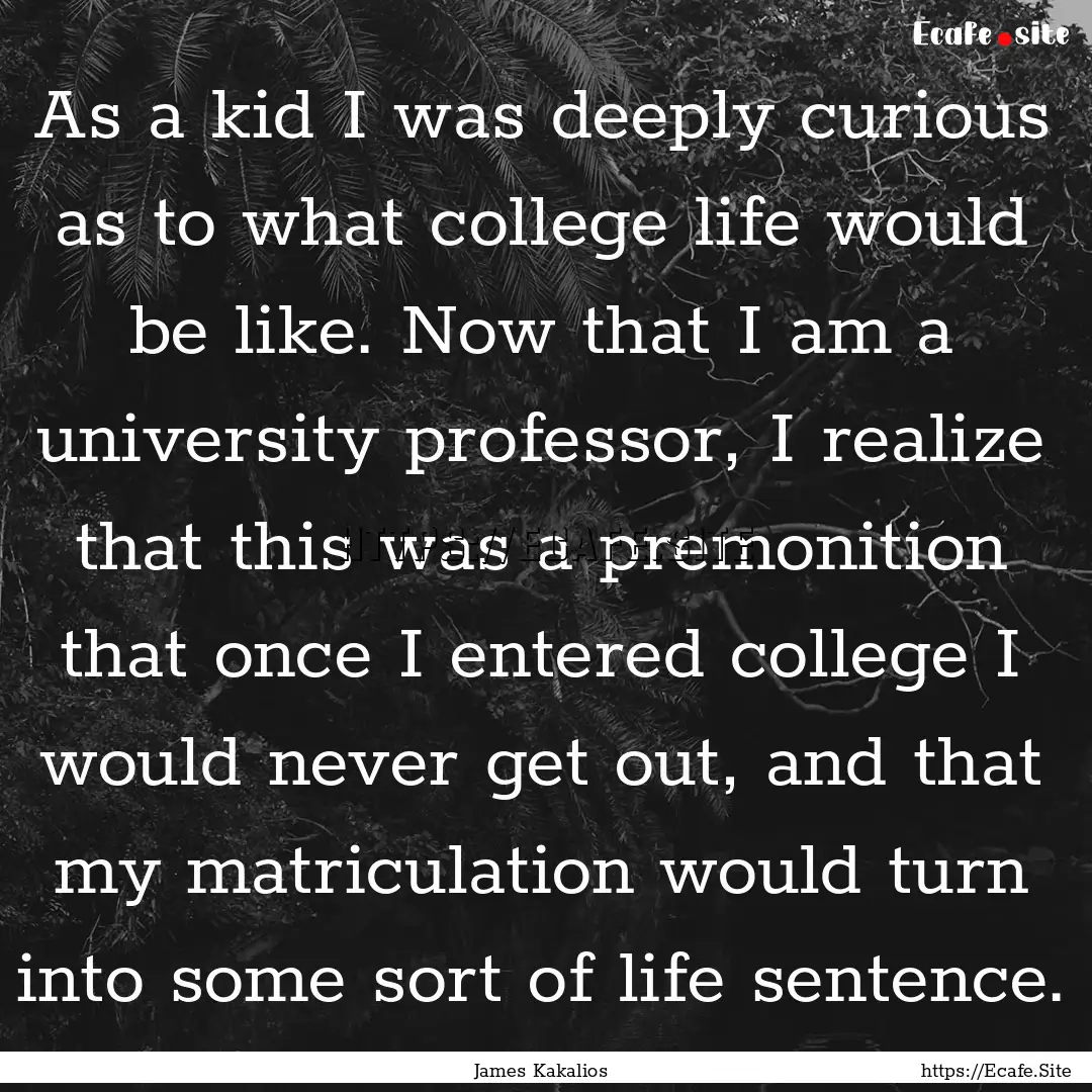 As a kid I was deeply curious as to what.... : Quote by James Kakalios