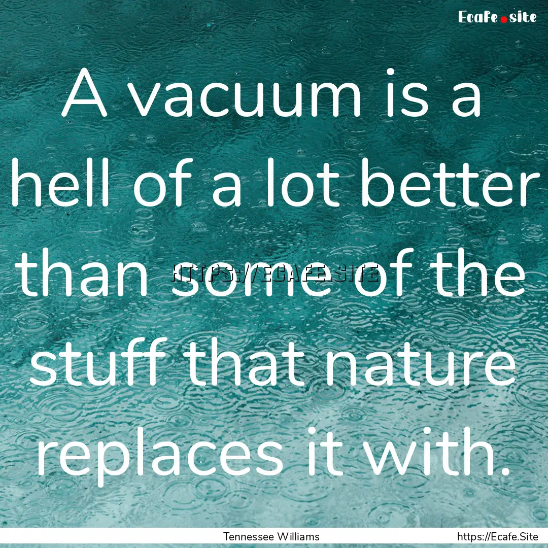 A vacuum is a hell of a lot better than some.... : Quote by Tennessee Williams