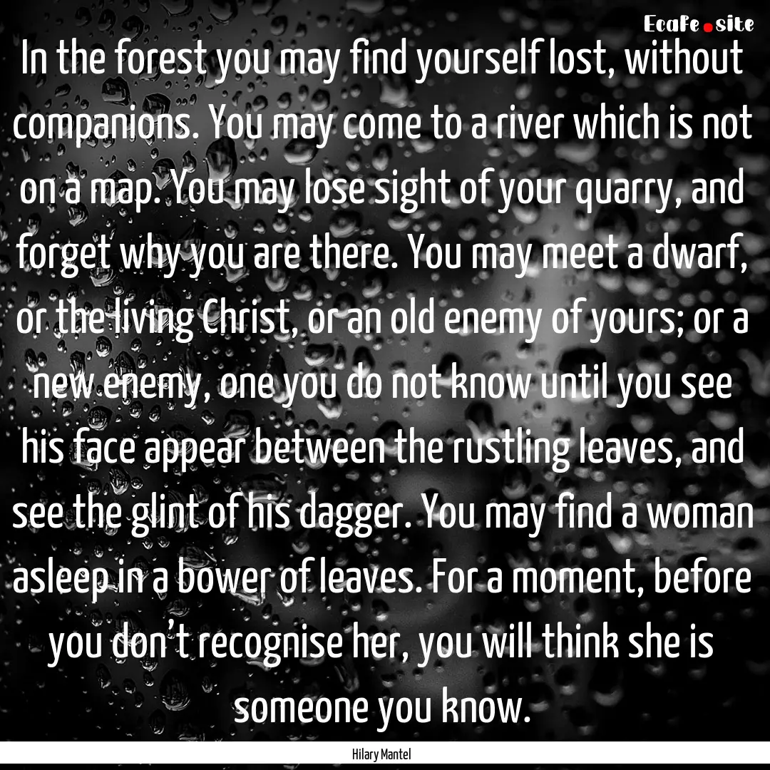 In the forest you may find yourself lost,.... : Quote by Hilary Mantel