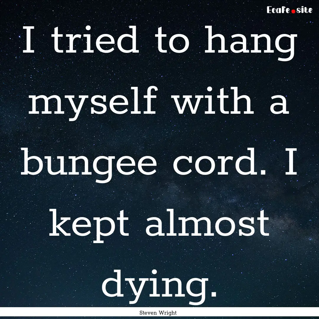 I tried to hang myself with a bungee cord..... : Quote by Steven Wright