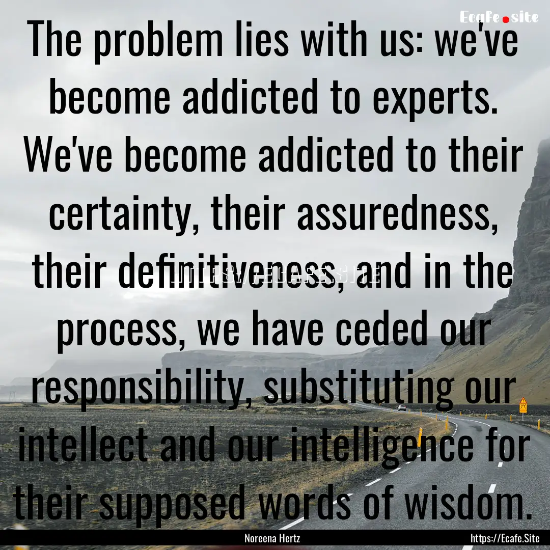 The problem lies with us: we've become addicted.... : Quote by Noreena Hertz