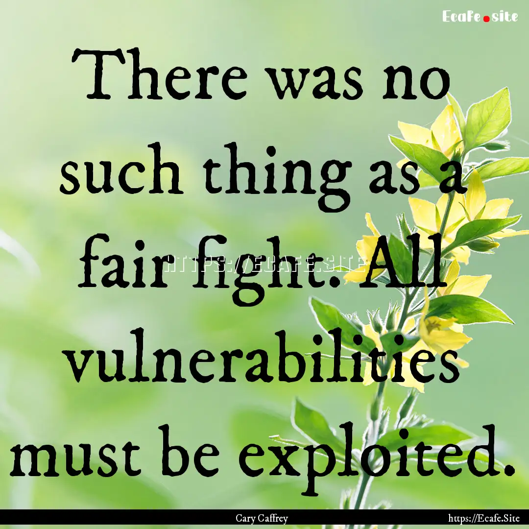 There was no such thing as a fair fight..... : Quote by Cary Caffrey