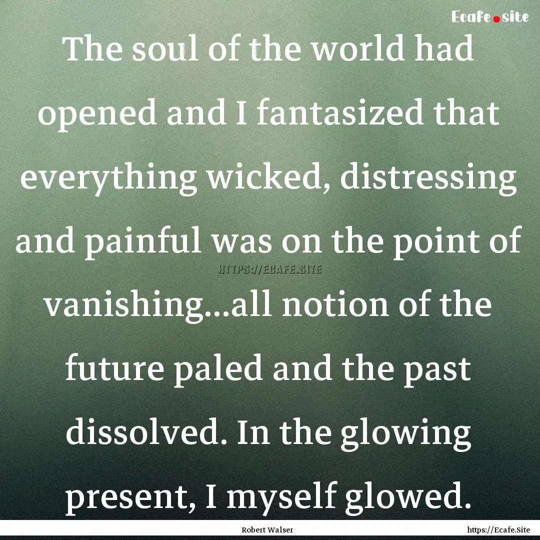 The soul of the world had opened and I fantasized.... : Quote by Robert Walser