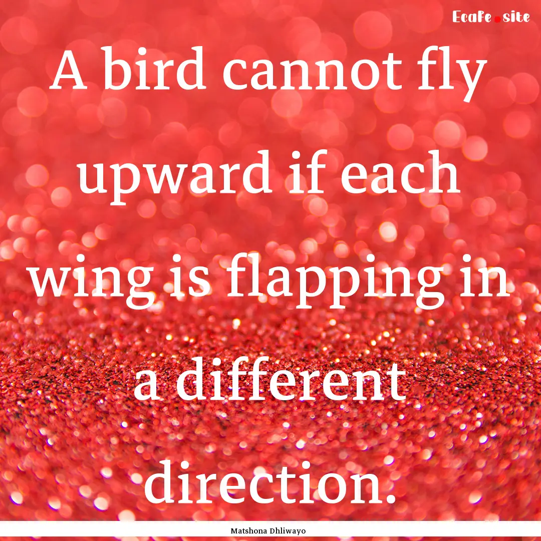 A bird cannot fly upward if each wing is.... : Quote by Matshona Dhliwayo