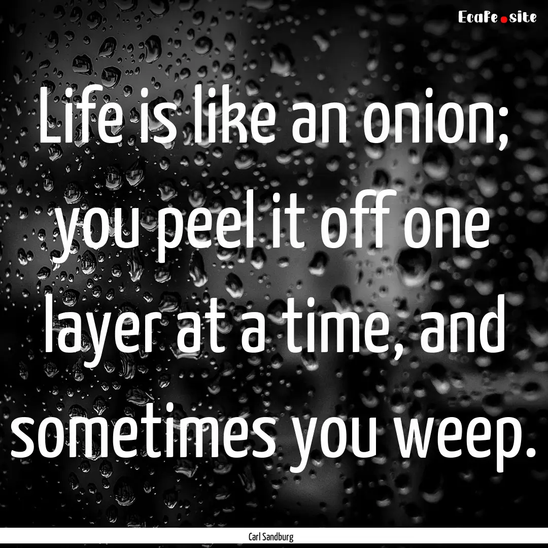 Life is like an onion; you peel it off one.... : Quote by Carl Sandburg