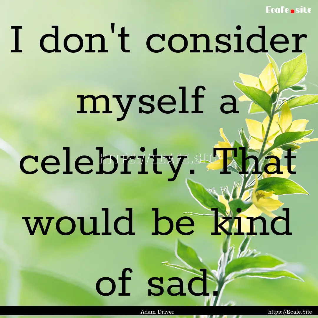 I don't consider myself a celebrity. That.... : Quote by Adam Driver