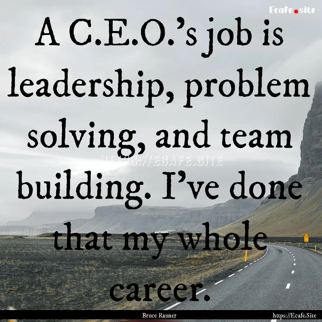 A C.E.O.'s job is leadership, problem solving,.... : Quote by Bruce Rauner