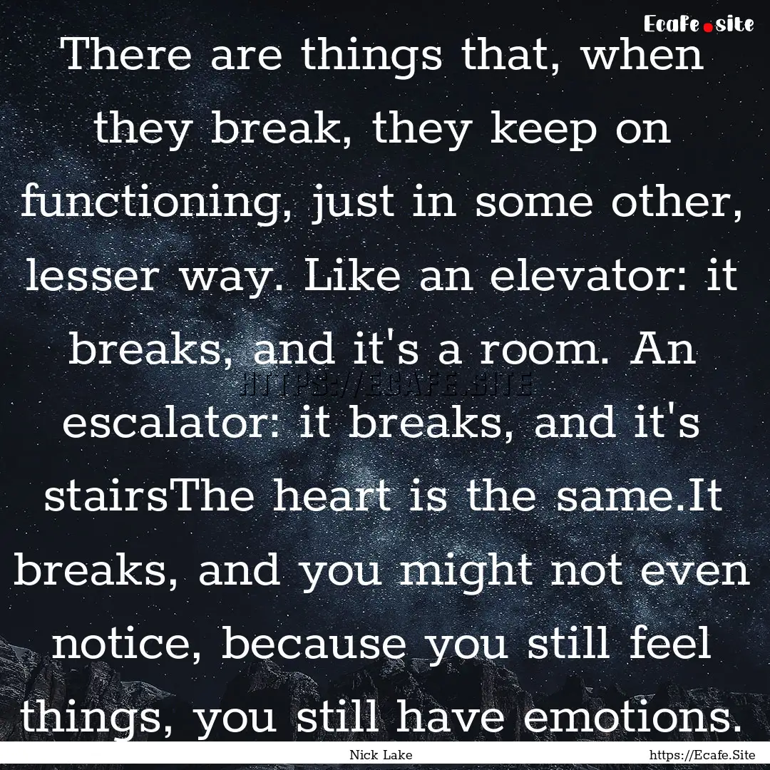 There are things that, when they break, they.... : Quote by Nick Lake