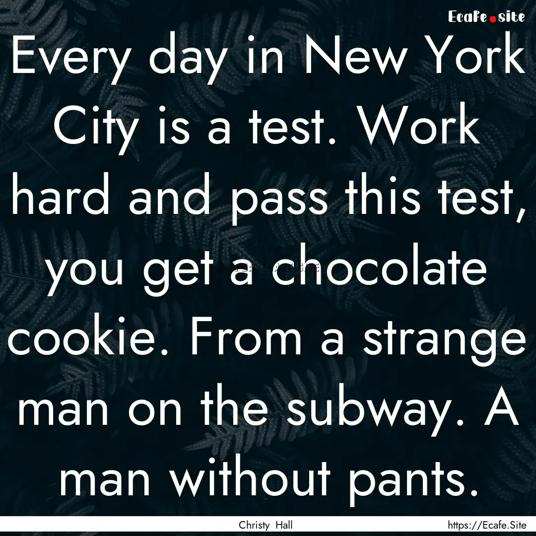 Every day in New York City is a test. Work.... : Quote by Christy Hall