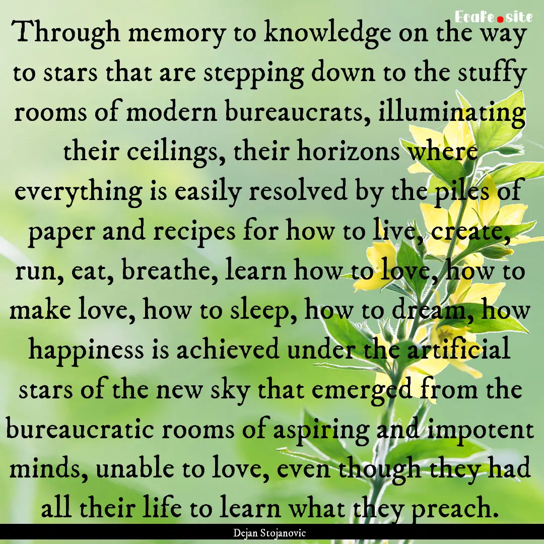 Through memory to knowledge on the way to.... : Quote by Dejan Stojanovic