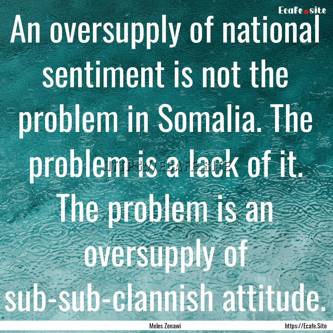 An oversupply of national sentiment is not.... : Quote by Meles Zenawi