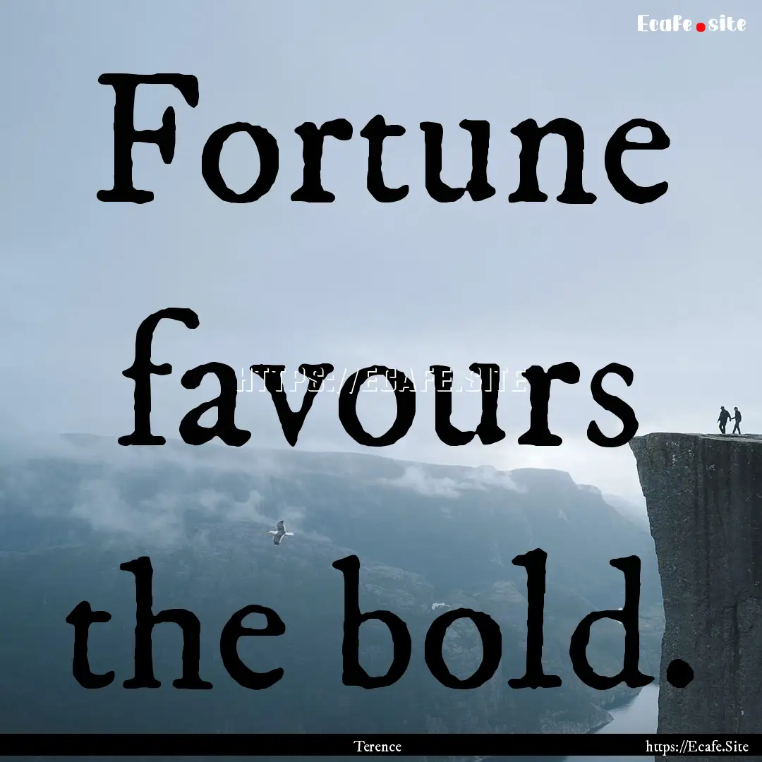 Fortune favours the bold. : Quote by Terence