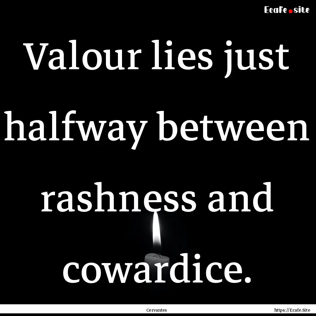 Valour lies just halfway between rashness.... : Quote by Cervantes