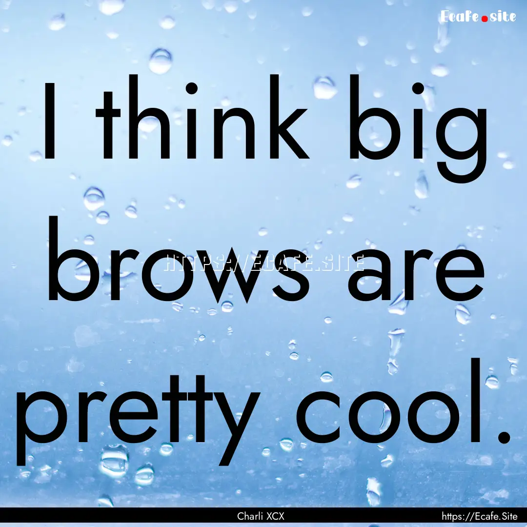 I think big brows are pretty cool. : Quote by Charli XCX