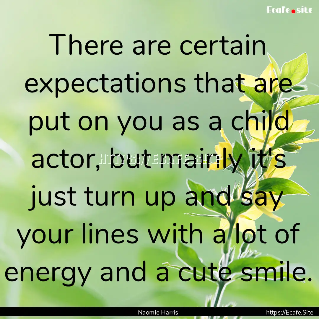 There are certain expectations that are put.... : Quote by Naomie Harris