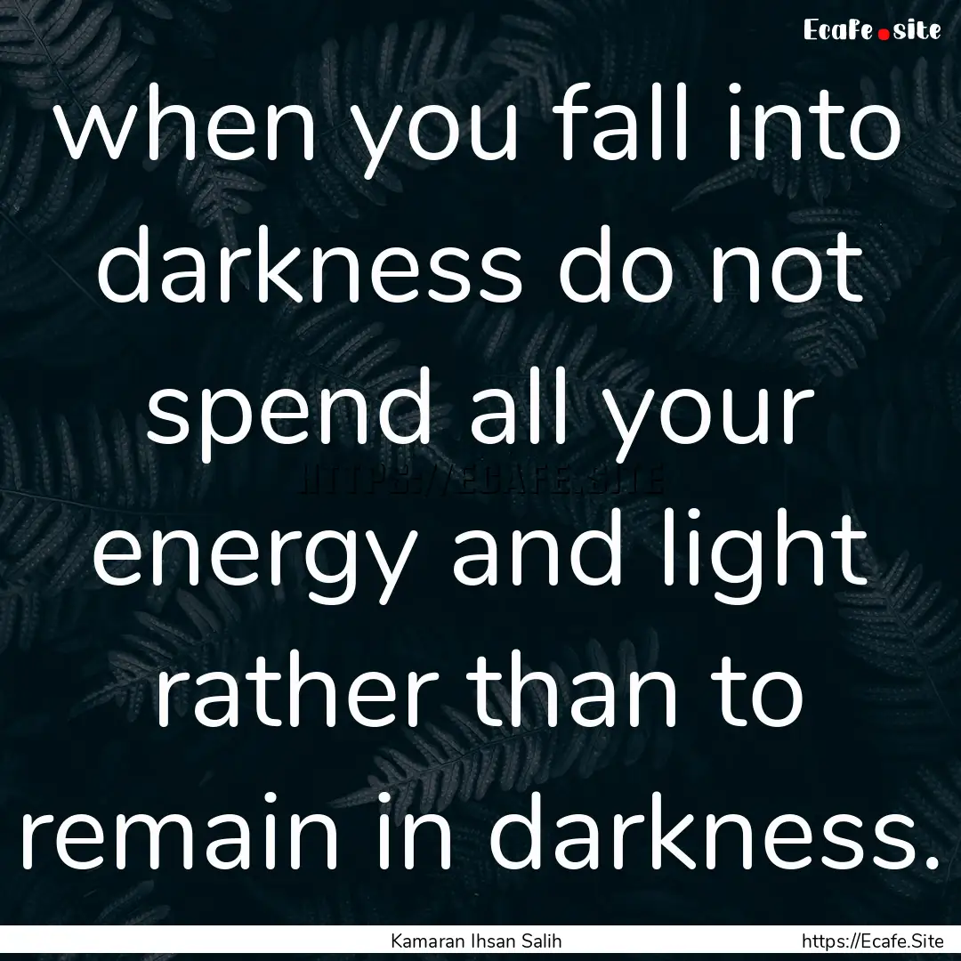 when you fall into darkness do not spend.... : Quote by Kamaran Ihsan Salih