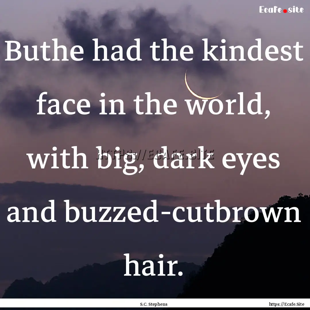 Buthe had the kindest face in the world,.... : Quote by S.C. Stephens