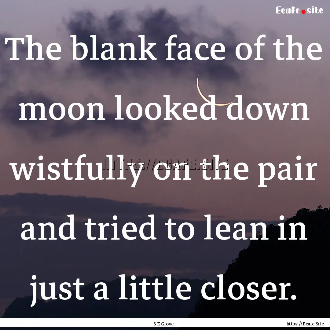 The blank face of the moon looked down wistfully.... : Quote by S E Grove