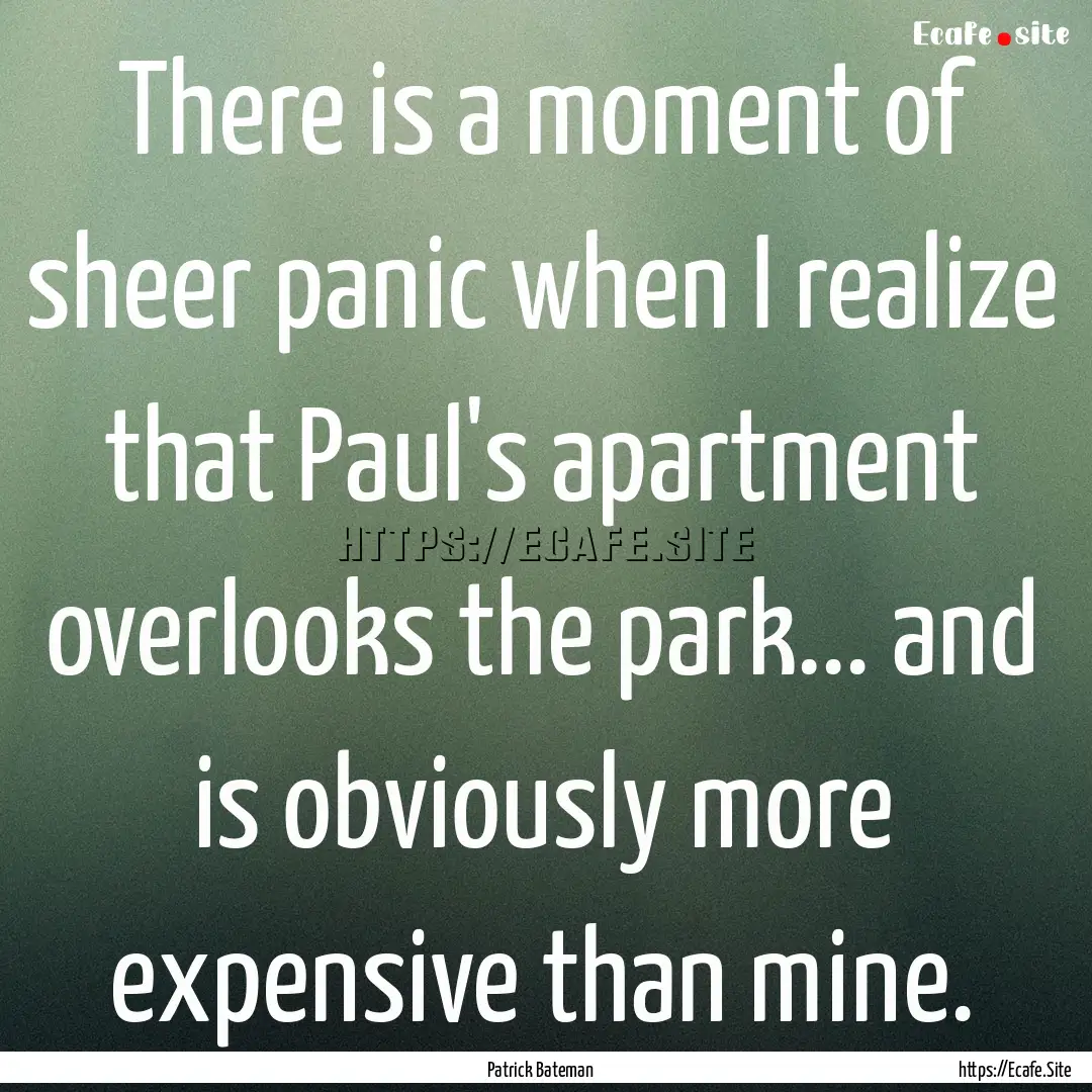 There is a moment of sheer panic when I realize.... : Quote by Patrick Bateman