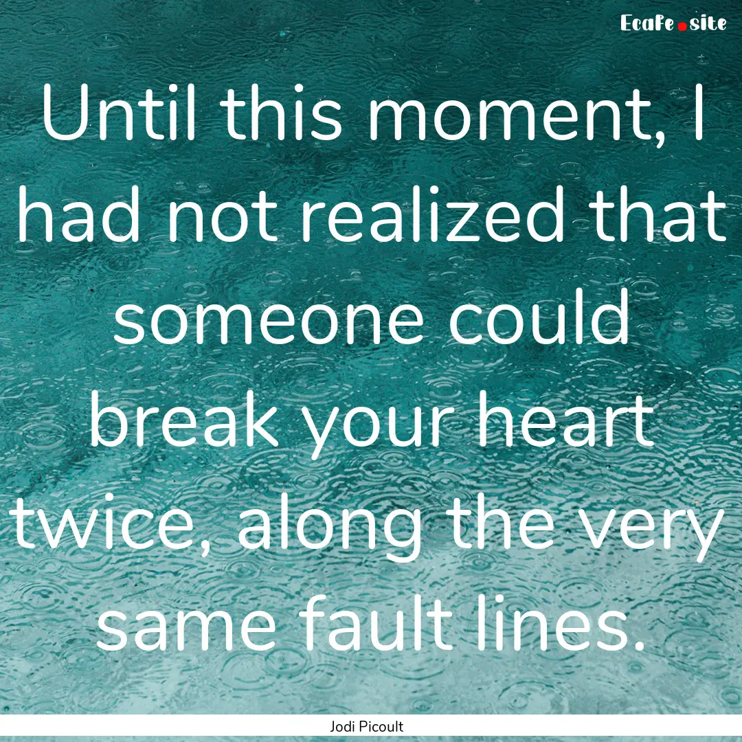 Until this moment, I had not realized that.... : Quote by Jodi Picoult