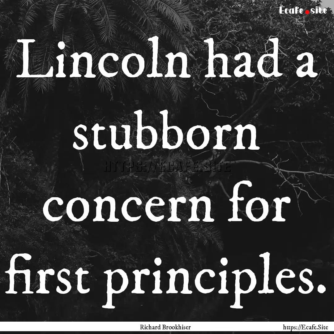 Lincoln had a stubborn concern for first.... : Quote by Richard Brookhiser