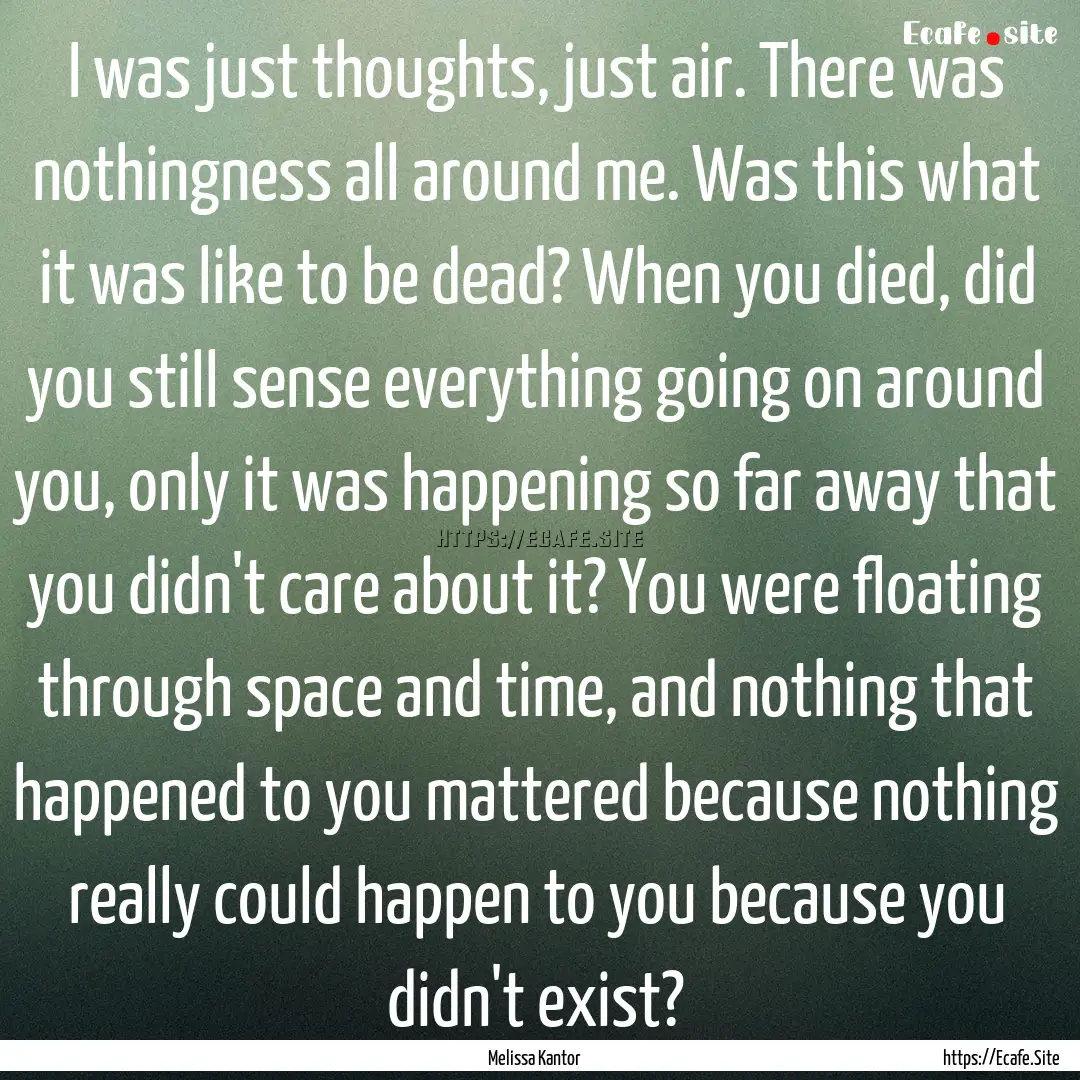 I was just thoughts, just air. There was.... : Quote by Melissa Kantor