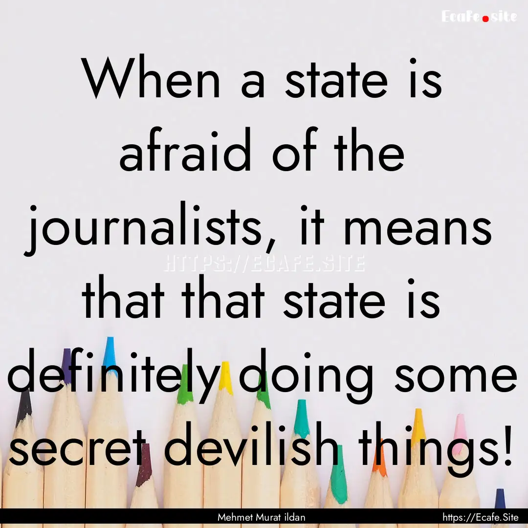 When a state is afraid of the journalists,.... : Quote by Mehmet Murat ildan