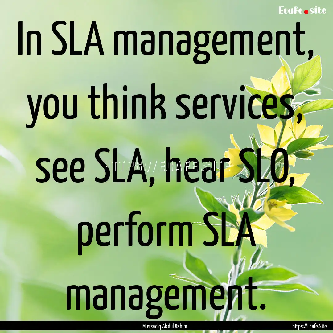 In SLA management, you think services, see.... : Quote by Mussadiq Abdul Rahim