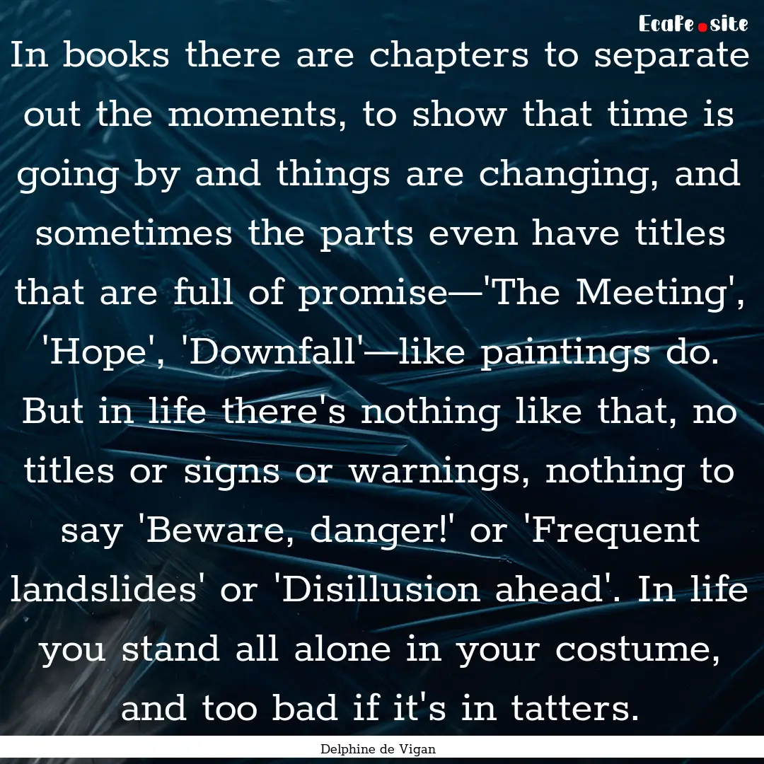 In books there are chapters to separate out.... : Quote by Delphine de Vigan