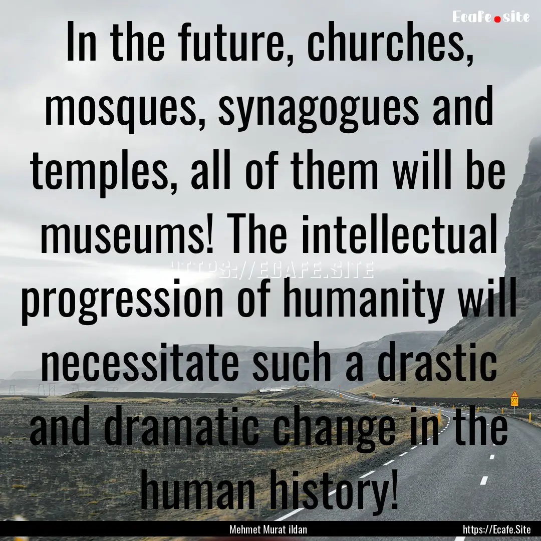 In the future, churches, mosques, synagogues.... : Quote by Mehmet Murat ildan