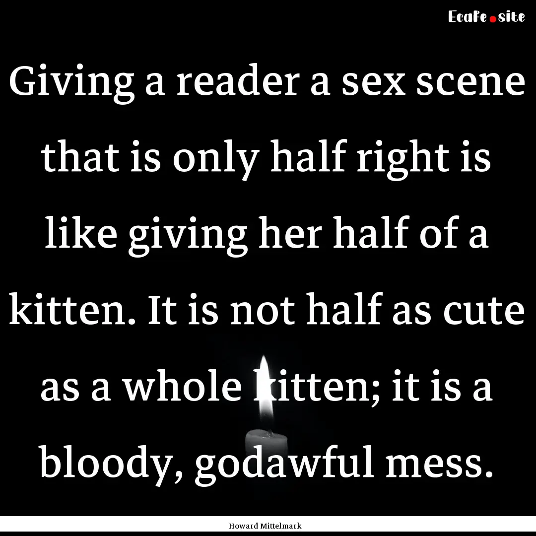 Giving a reader a sex scene that is only.... : Quote by Howard Mittelmark