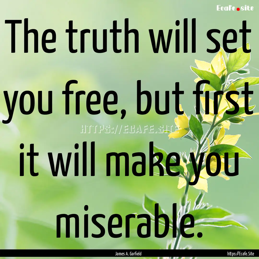 The truth will set you free, but first it.... : Quote by James A. Garfield