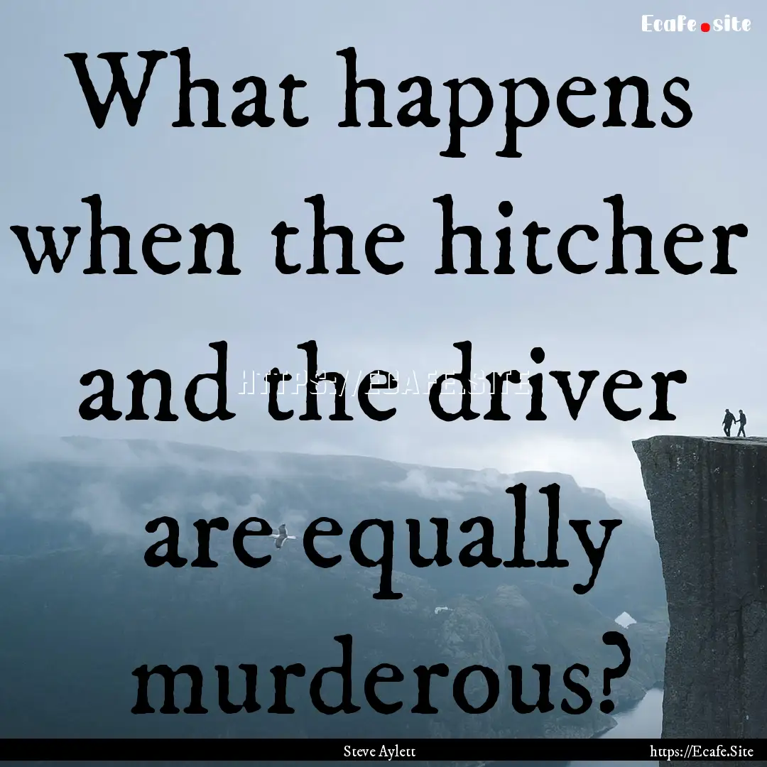 What happens when the hitcher and the driver.... : Quote by Steve Aylett