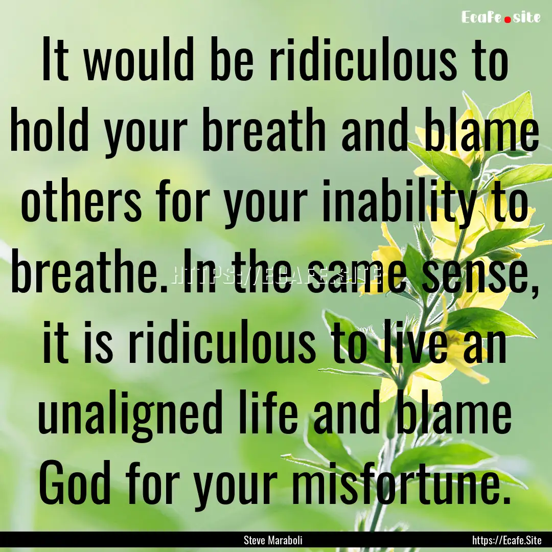 It would be ridiculous to hold your breath.... : Quote by Steve Maraboli