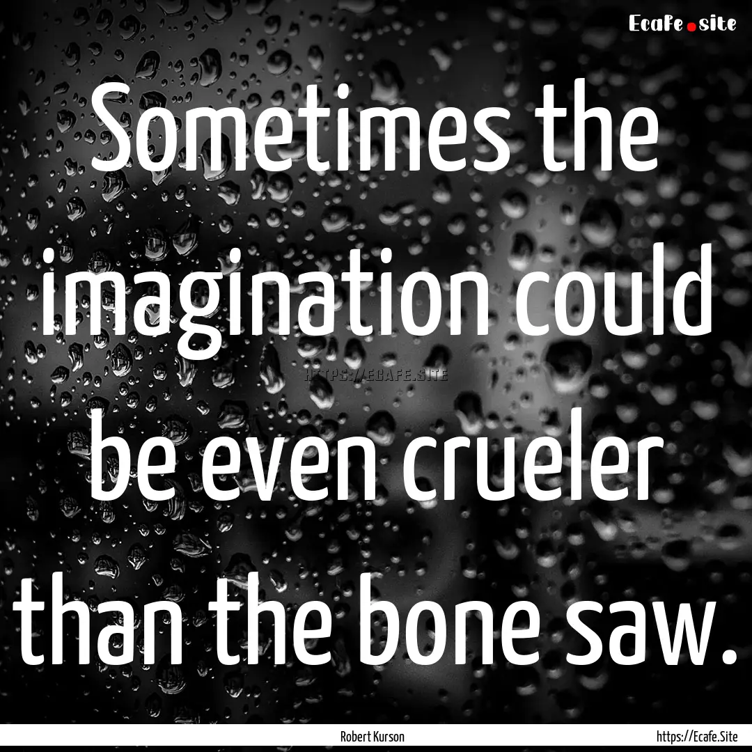 Sometimes the imagination could be even crueler.... : Quote by Robert Kurson