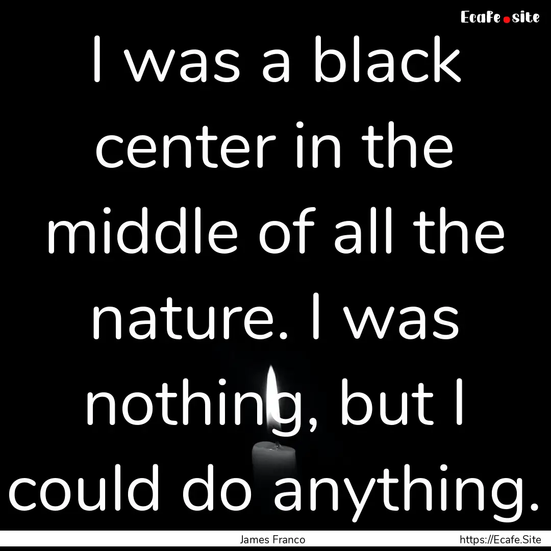 I was a black center in the middle of all.... : Quote by James Franco