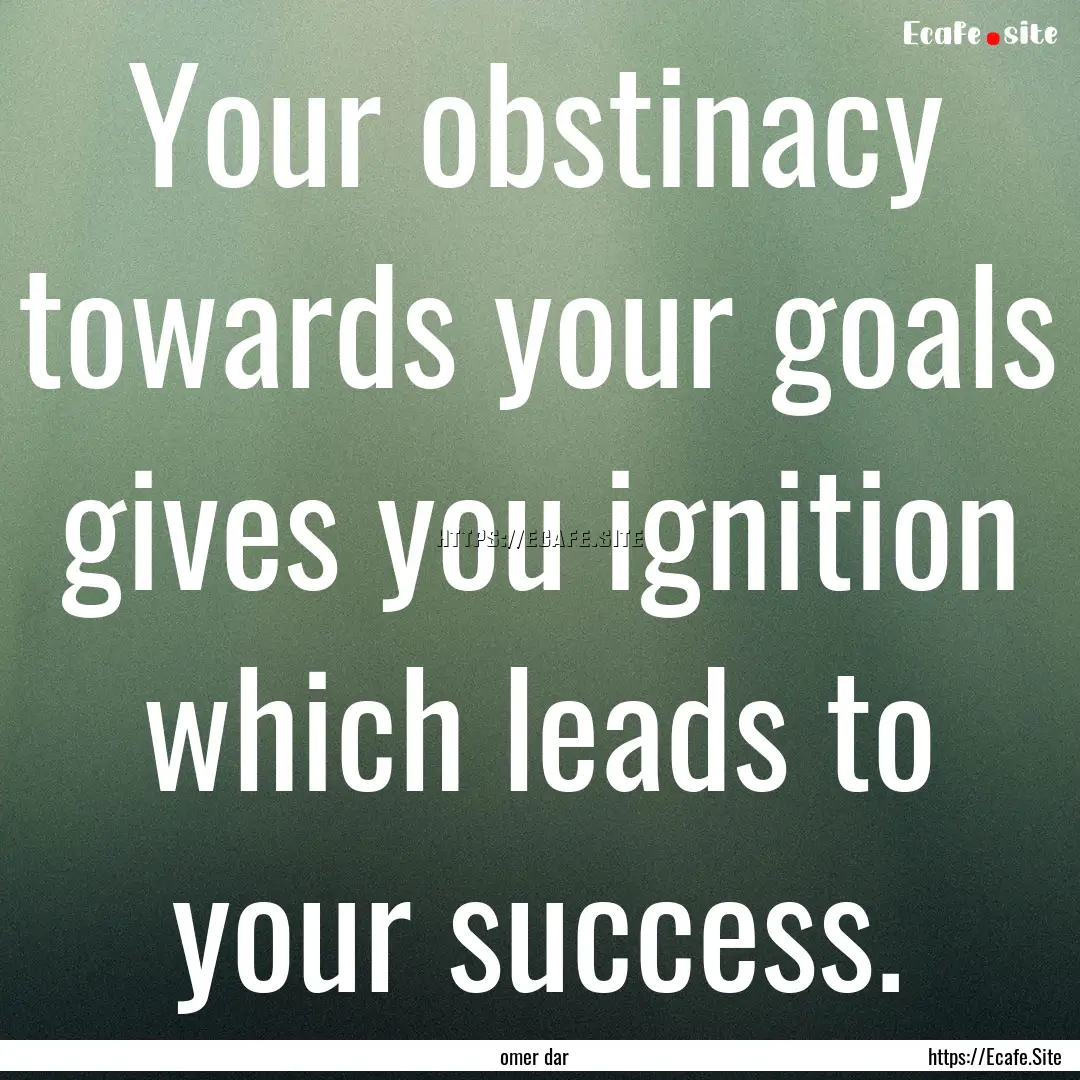 Your obstinacy towards your goals gives you.... : Quote by omer dar