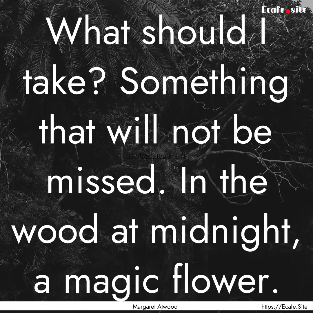 What should I take? Something that will not.... : Quote by Margaret Atwood