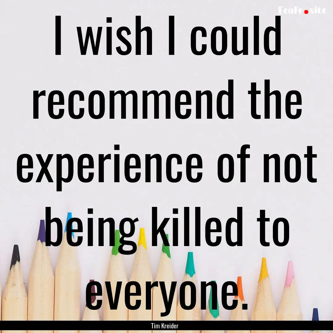 I wish I could recommend the experience of.... : Quote by Tim Kreider