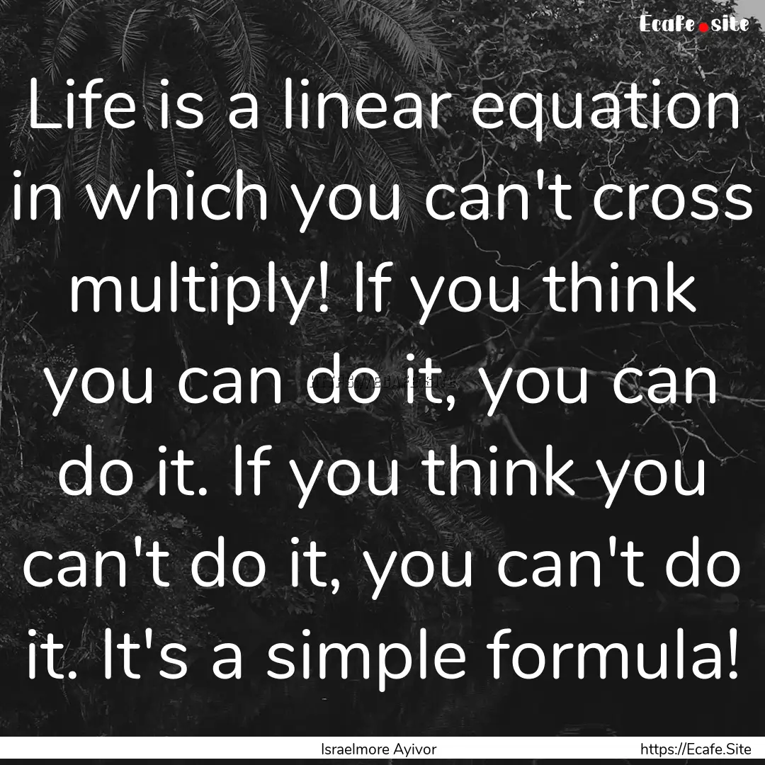 Life is a linear equation in which you can't.... : Quote by Israelmore Ayivor