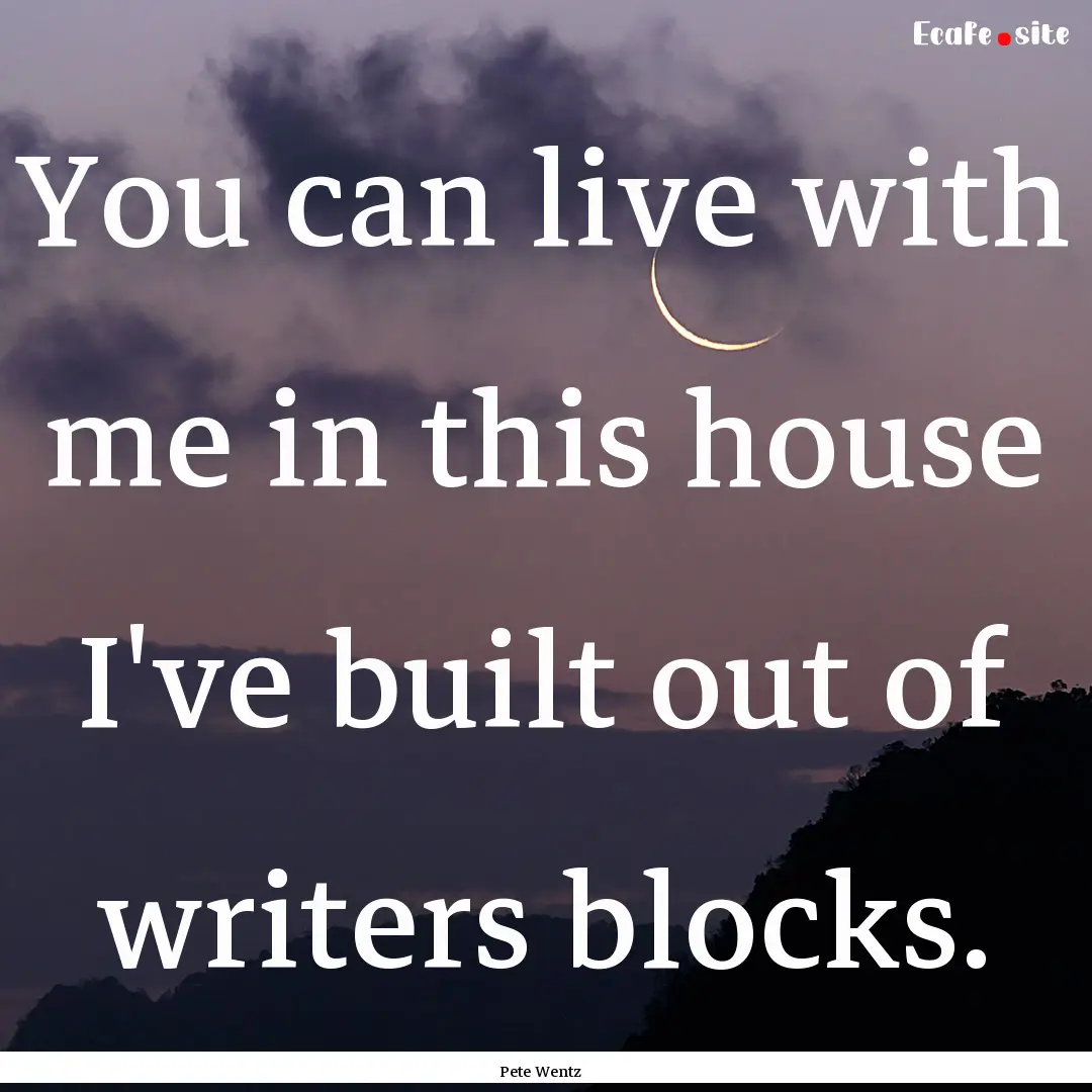 You can live with me in this house I've built.... : Quote by Pete Wentz