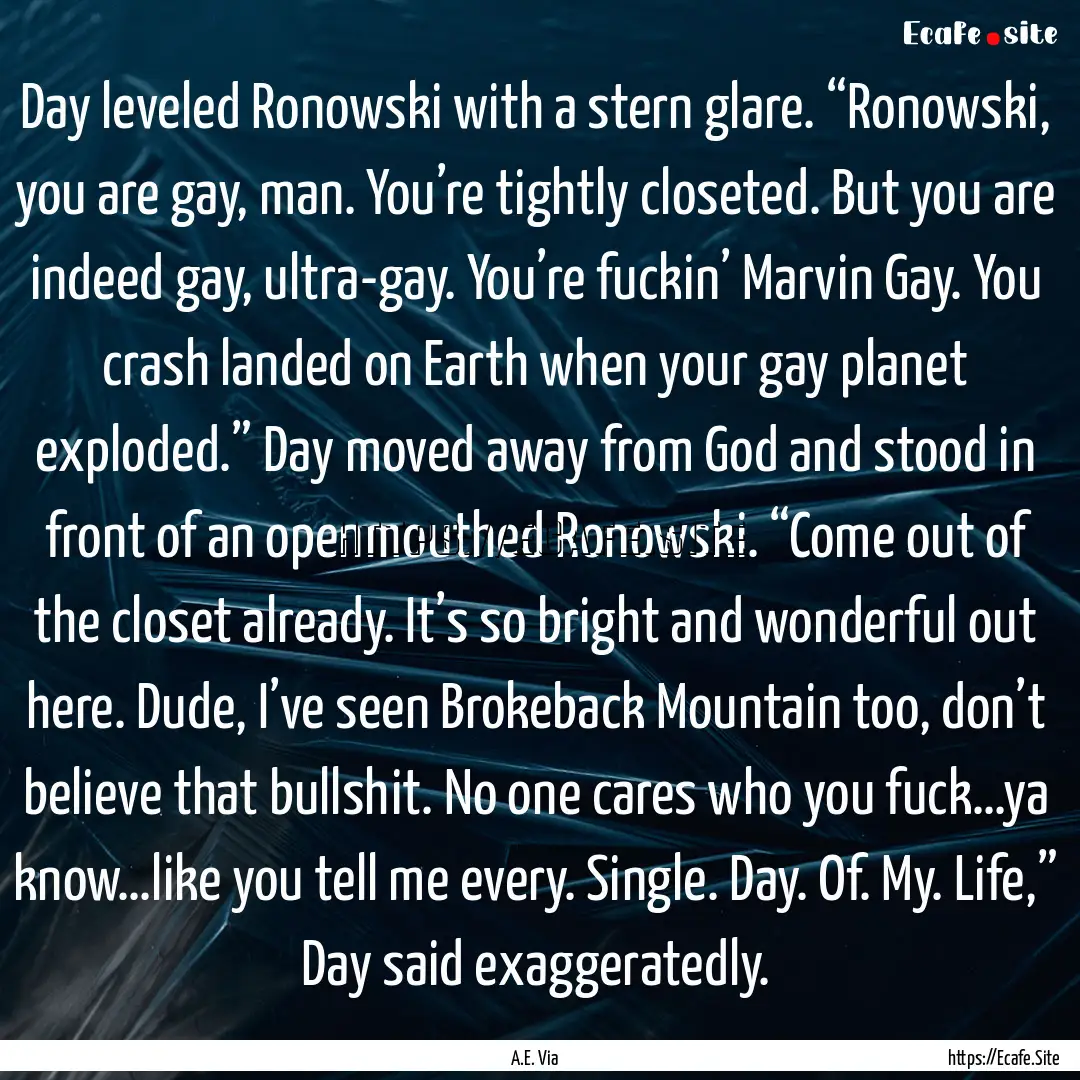 Day leveled Ronowski with a stern glare..... : Quote by A.E. Via