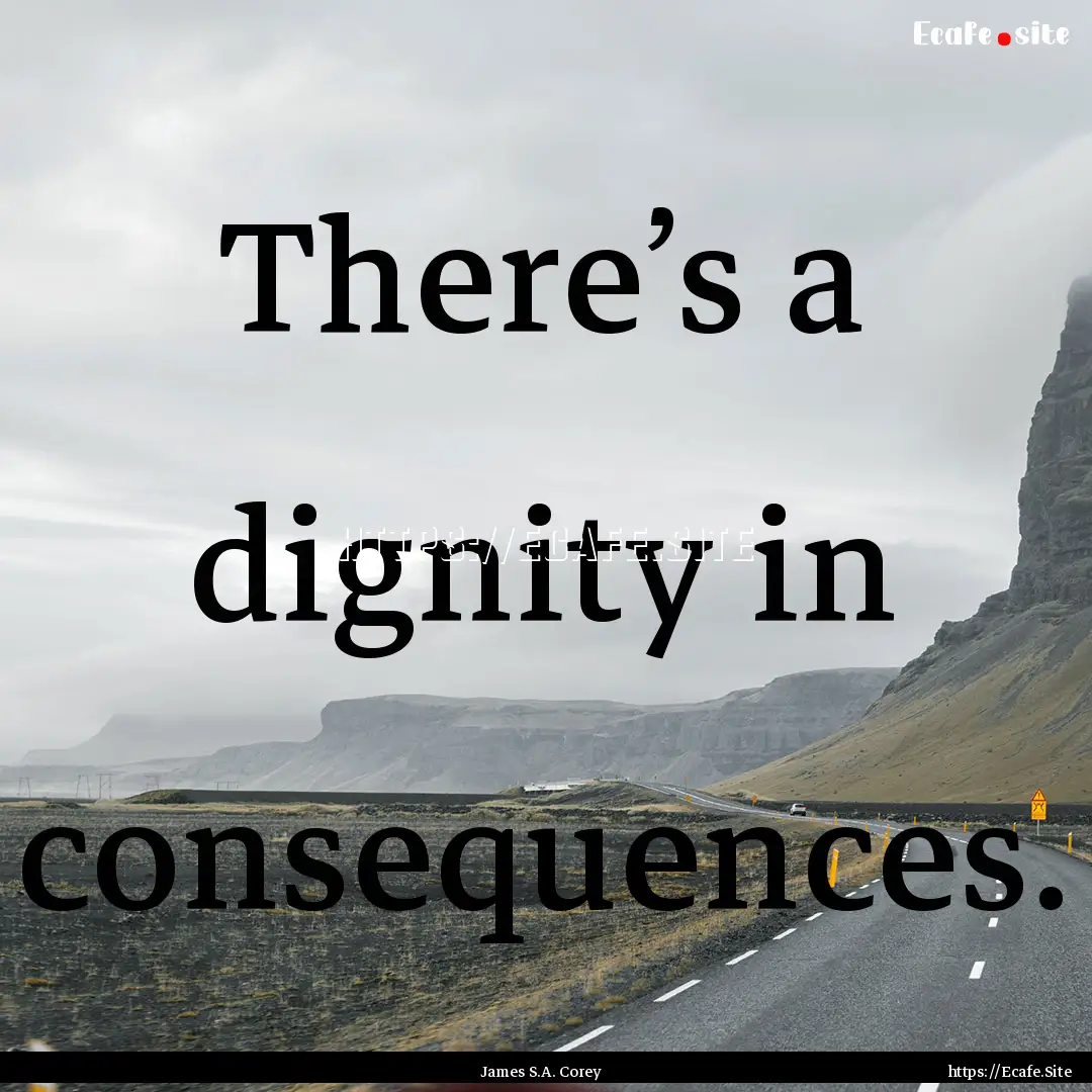 There’s a dignity in consequences. : Quote by James S.A. Corey