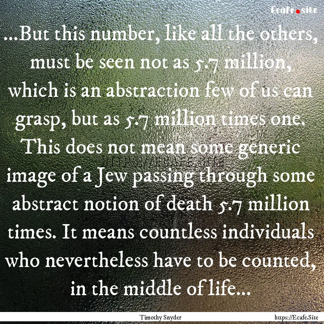 ...But this number, like all the others,.... : Quote by Timothy Snyder