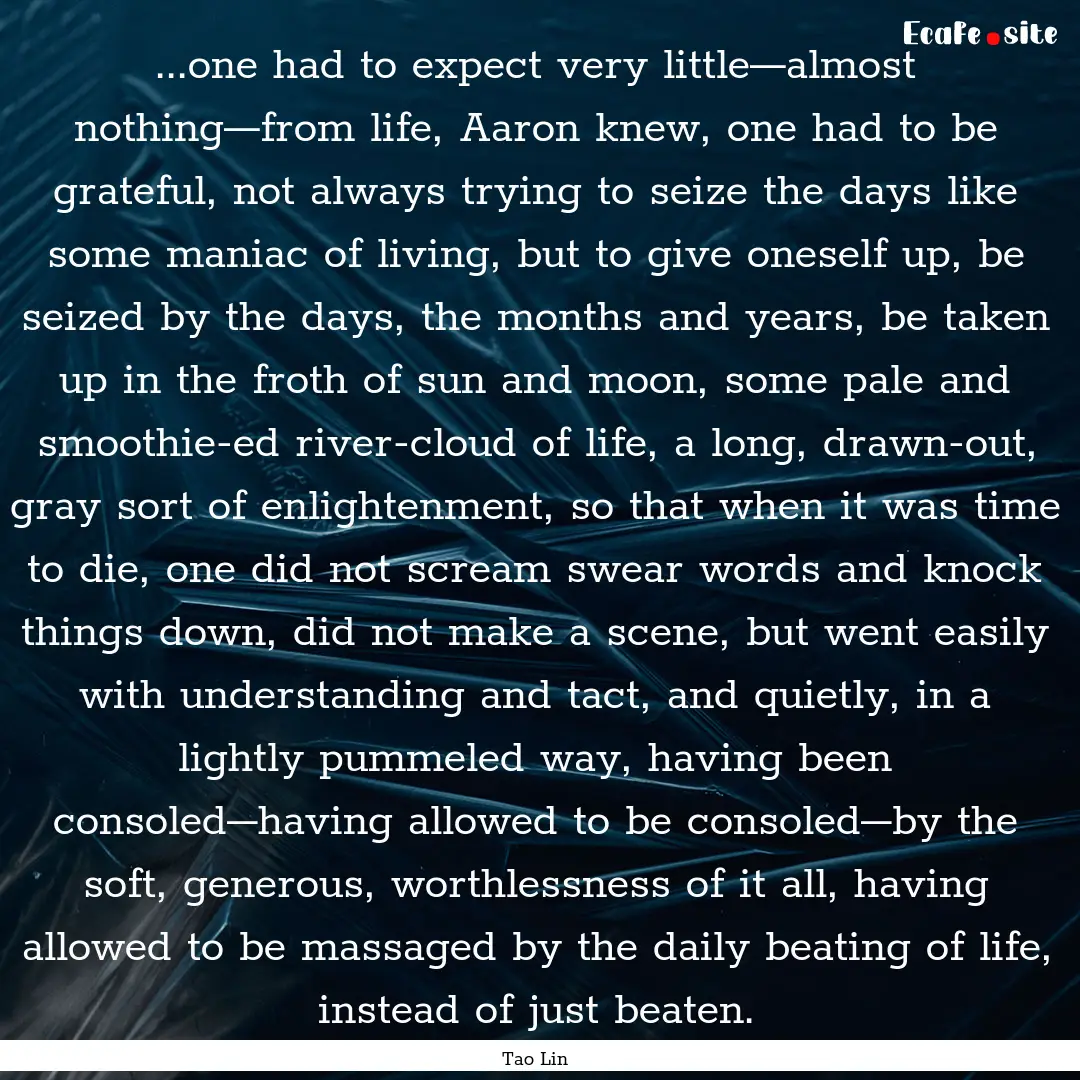 ...one had to expect very little—almost.... : Quote by Tao Lin