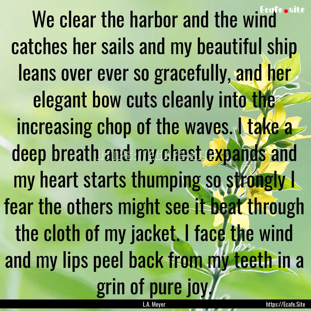 We clear the harbor and the wind catches.... : Quote by L.A. Meyer