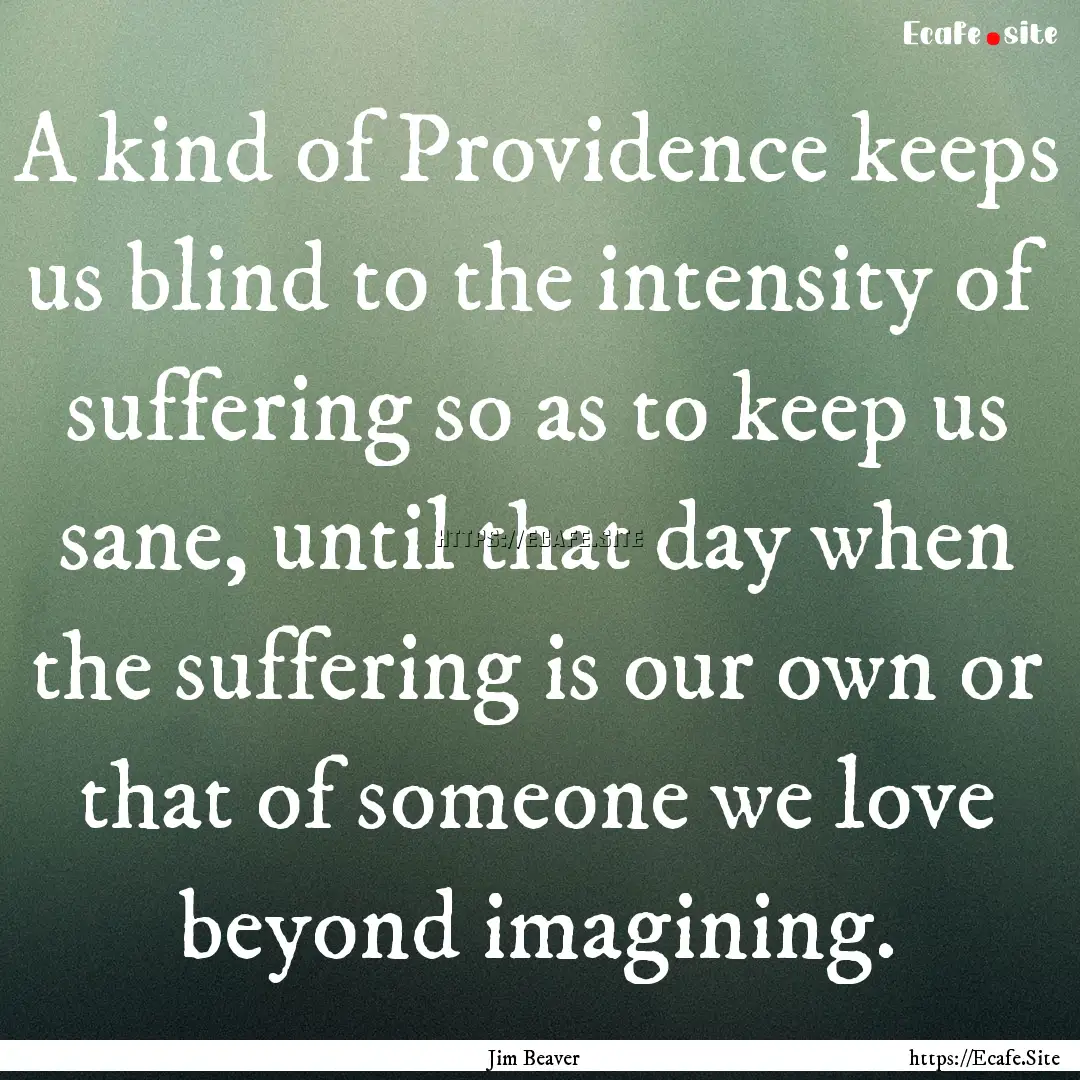 A kind of Providence keeps us blind to the.... : Quote by Jim Beaver